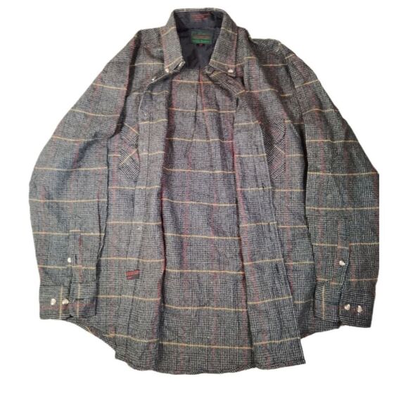 Mountain Tek Vintage Light Jacket Button Down Shirt Sz LG Grey Plaid - Picture 2 of 7